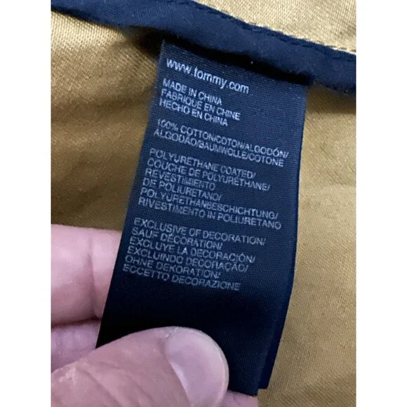 Tommy Hilfiger Mens L Tan Utility Jacket Zip Up Collared w/ Elbow Patches - Picture 5 of 11